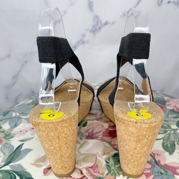 Lucky Brand | Maxyne Black Cork Wedge Sandals | 9 - Picture 7 of 13
